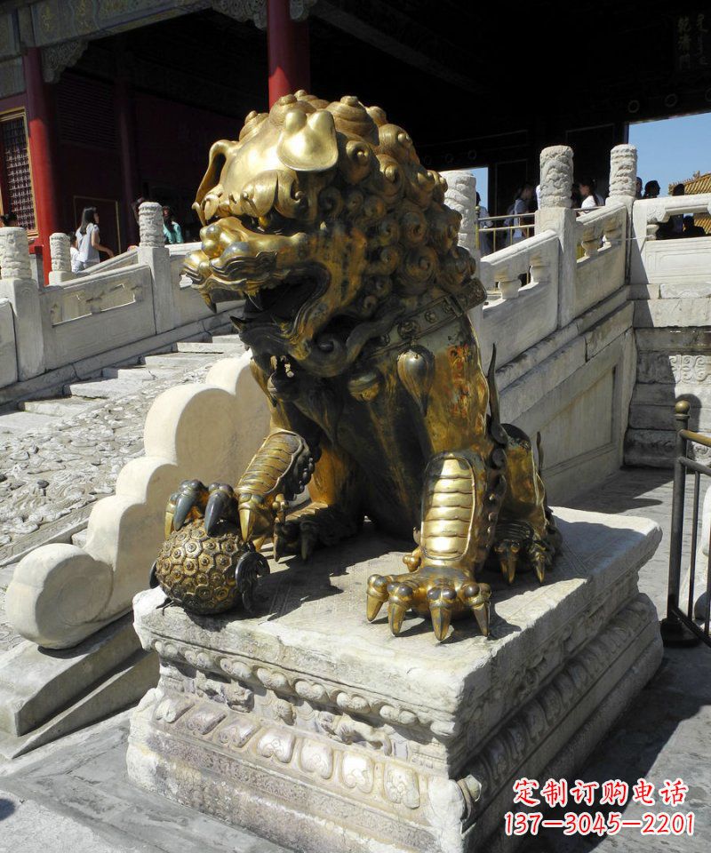 大同故宫铜制狮子雕塑,传承中国传统文化