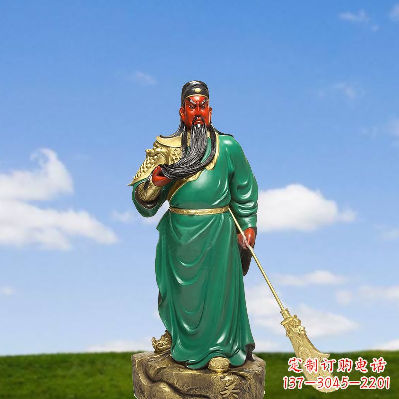 大同精美彩绘关公雕塑