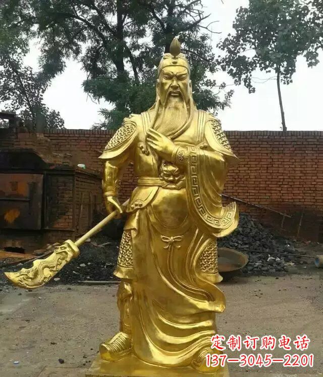 大同体现传统文化的关公铜雕护御家园