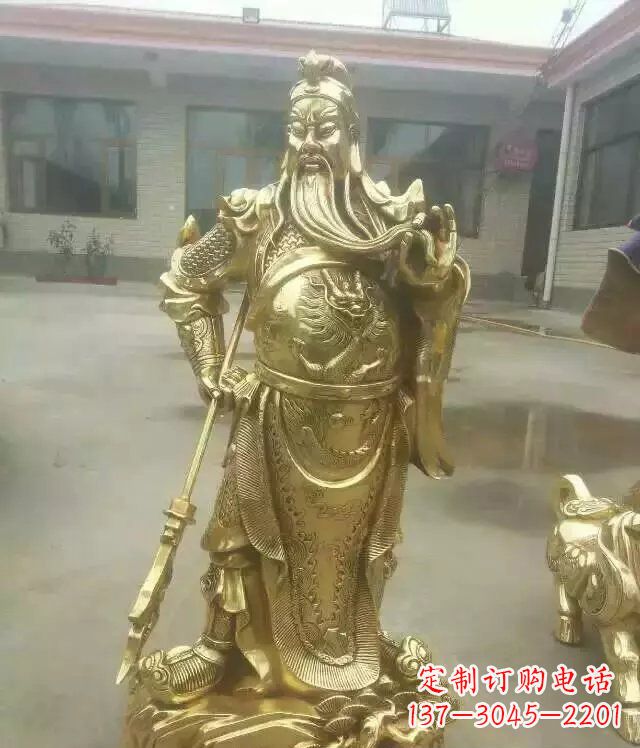 大同中领雕塑定制关公提刀武财神铜雕