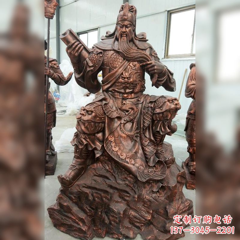 大同关羽夜读春秋读书铜雕