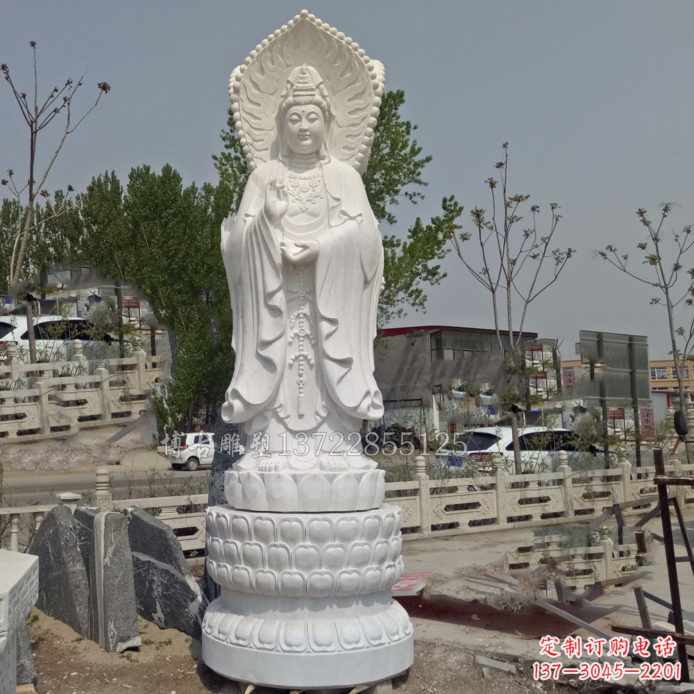 大同观音菩萨汉白玉石雕塑