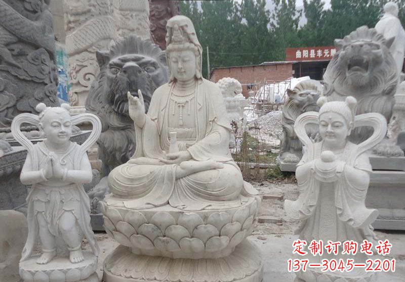 大同观音菩萨善财童子和龙女雕塑