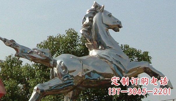 大同广场不锈钢奔马雕塑 (2)
