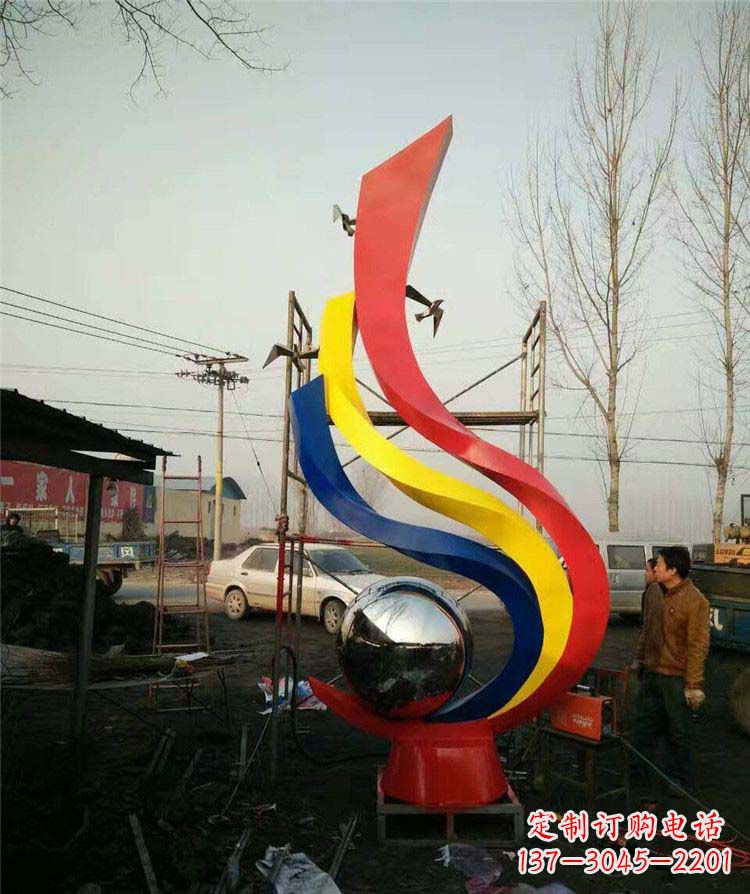 大同广场不锈钢彩色抽象凤凰雕塑