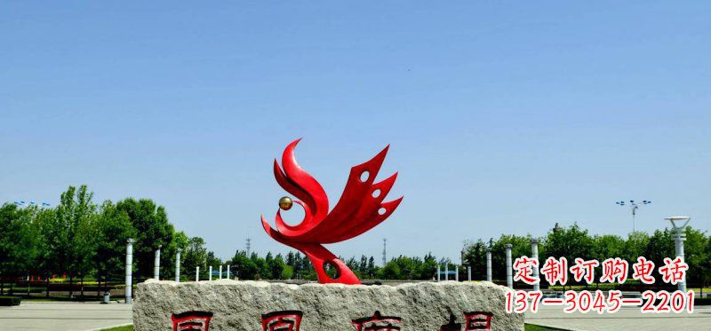 大同广场不锈钢抽象凤凰雕塑 (3)