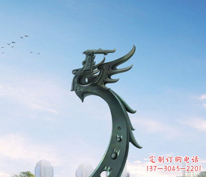 大同中领雕塑|抽象凤凰不锈钢雕塑