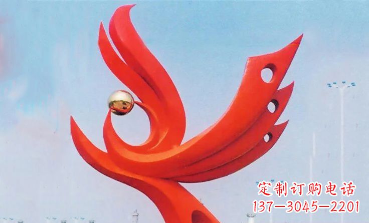大同广场不锈钢抽象凤凰雕塑_2