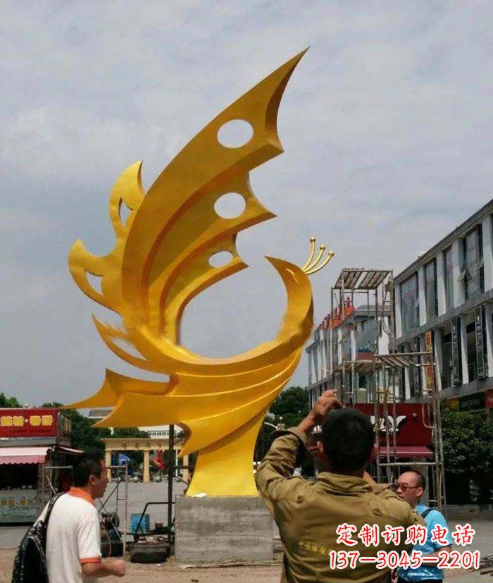 大同广场不锈钢抽象凤凰雕塑1