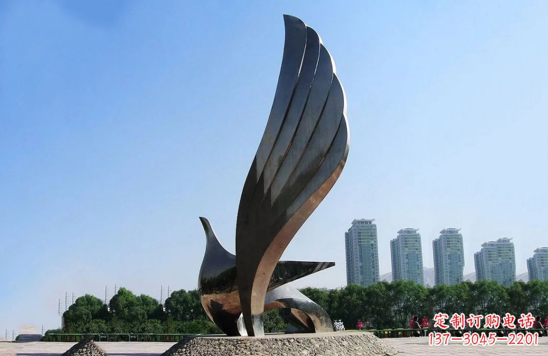 大同中领雕塑:不锈钢抽象鸽子雕塑