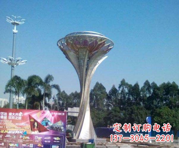 大同广场不锈钢抽象莲花雕塑