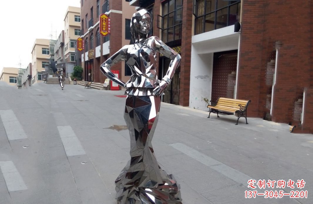 大同以美丽的姿态展示不锈钢美女雕塑