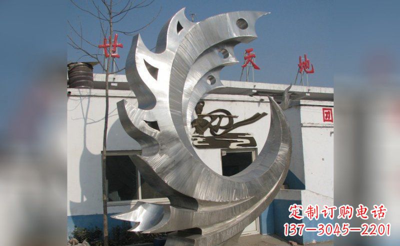 大同精美不锈钢抽象凤凰雕塑