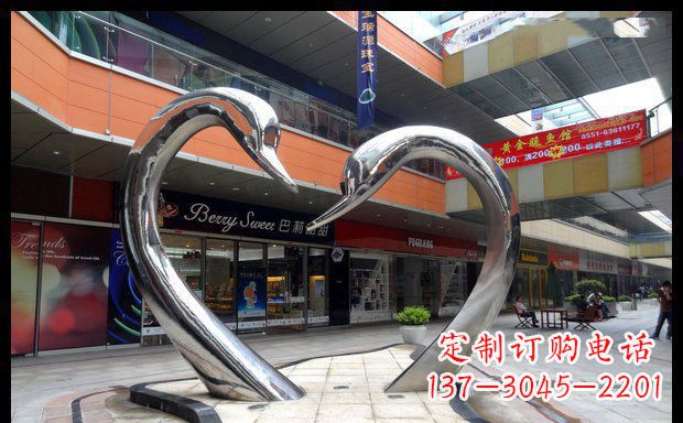大同中领雕塑:精美的不锈钢抽象天鹅雕塑