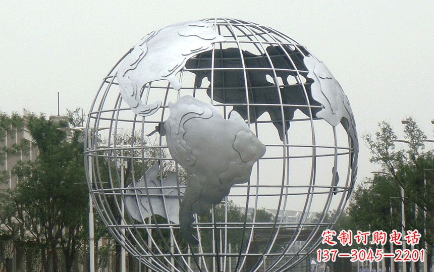 大同广场不锈钢地球雕塑 (2)