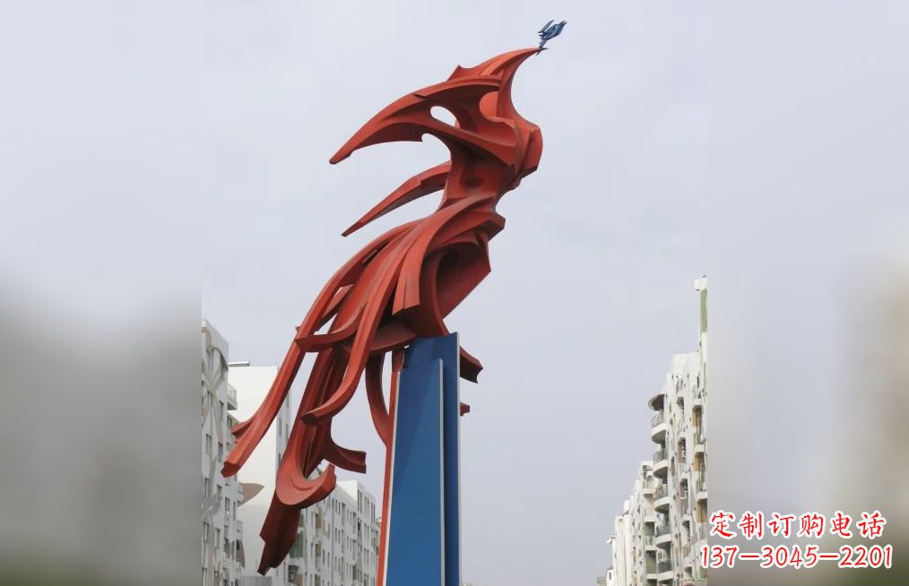 大同广场不锈钢凤凰抽象雕塑