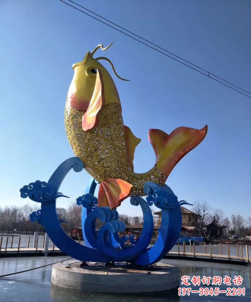 大同广场不锈钢金属鲤鱼雕塑