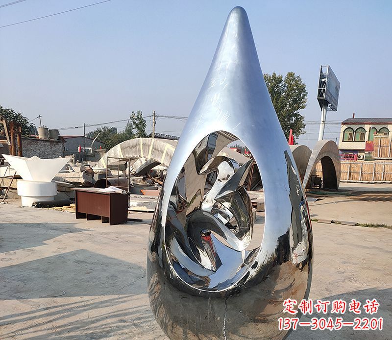 大同广场不锈钢镜面水滴雕塑