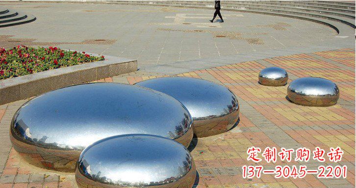 大同广场不锈钢镜面水滴雕塑 (2)