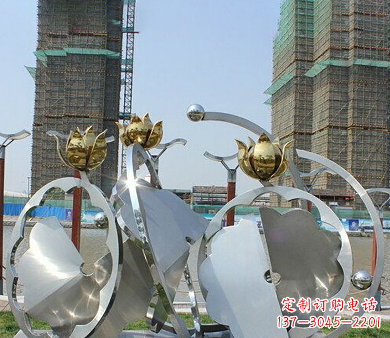 大同精美不锈钢抽象莲花雕塑