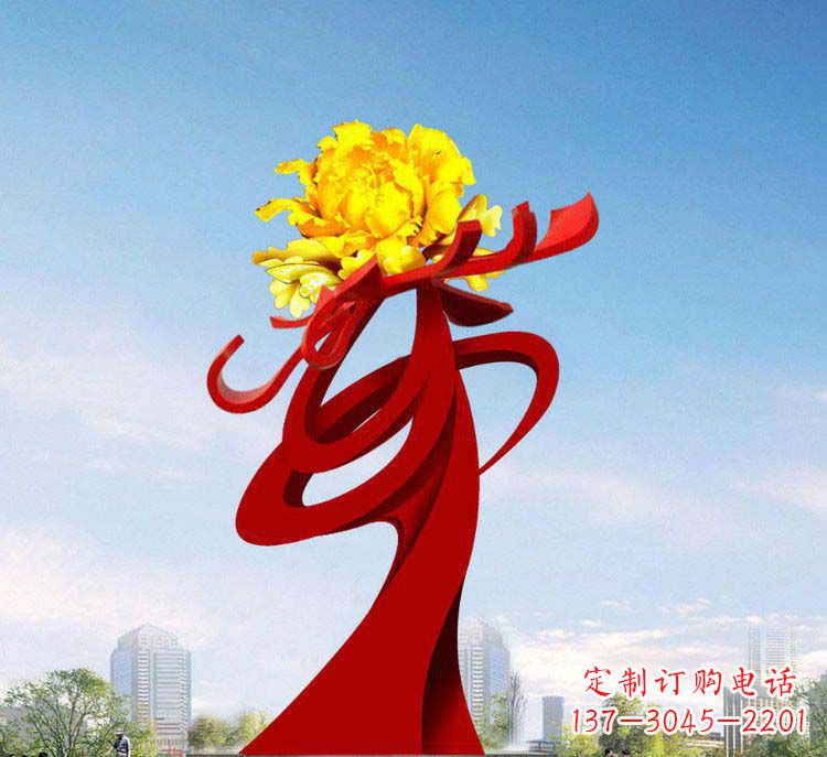 大同中领雕塑:牡丹花开,把美景永久定格