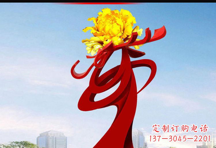 大同欣赏静谧的雕塑之美:不锈钢牡丹花雕塑