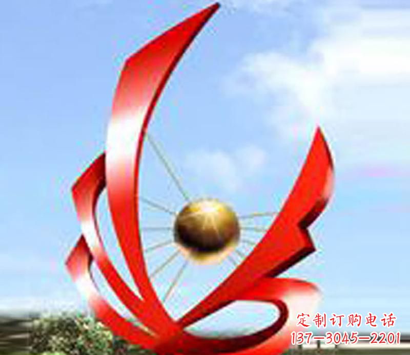大同让风带来梦想——中领雕塑飘带球网景观雕塑