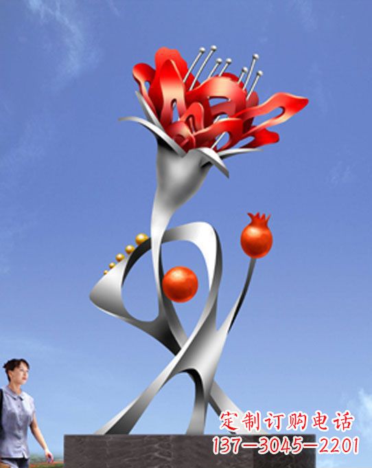 大同精美不锈钢石榴花雕塑,震撼了审美的眼睛