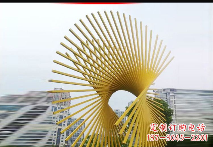 大同现代美学——不锈钢树枝扇形景观雕塑