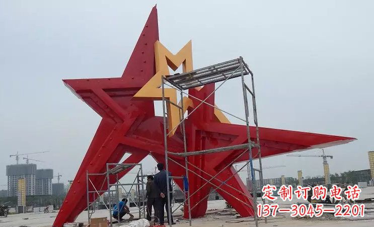 大同不锈钢五角星雕塑,为美丽中国致敬