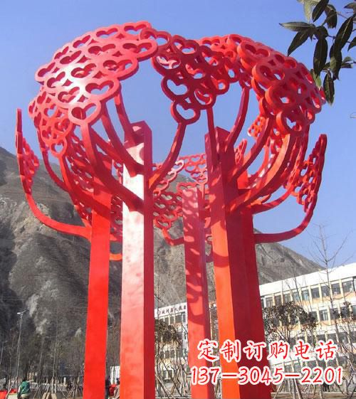 大同不锈钢心形树叶大树雕塑,展示爱与生命