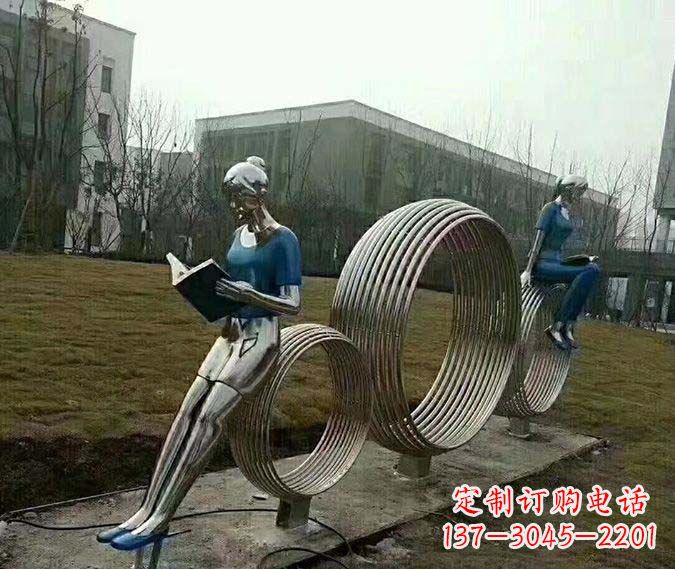 大同环绕书香之美的不锈钢圆环雕塑
