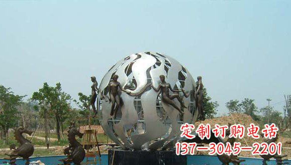大同高雅大气不锈钢圆球喷泉雕塑