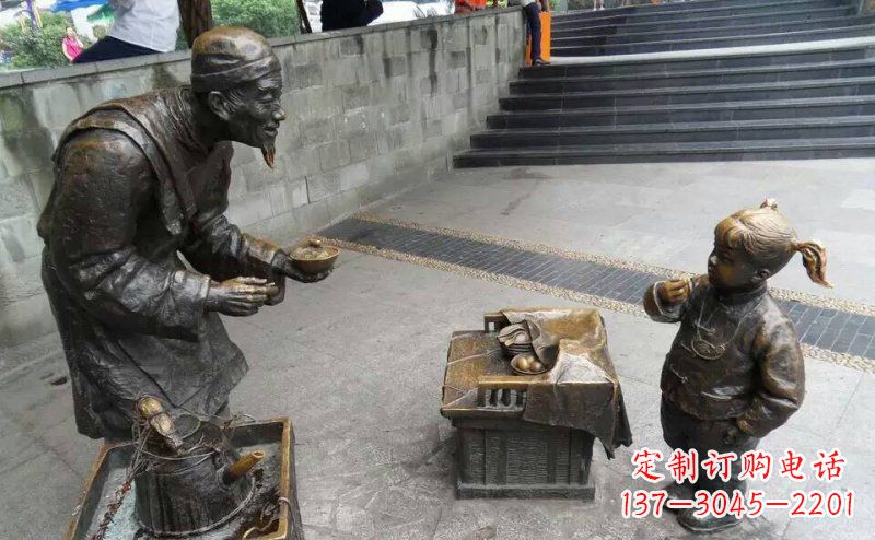 大同小女孩铜雕,古朴优雅