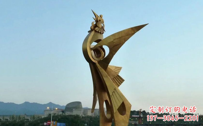 大同中领雕塑出品古典典雅不锈钢凤凰雕塑