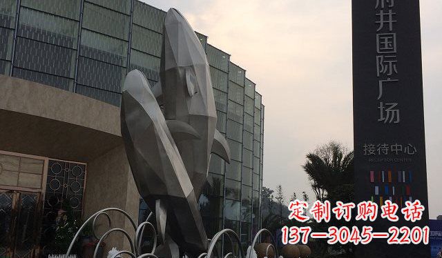 大同广场抽象海豚不锈钢雕塑