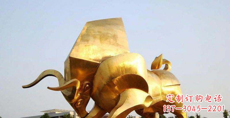 大同广场抽象牛动物铜雕