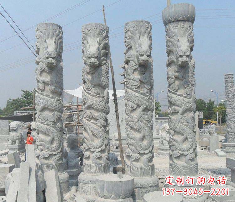 大同广场大理石盘龙柱景观石雕 (2)