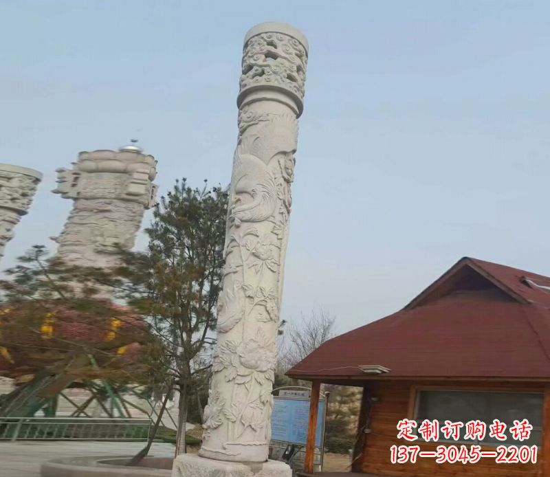 大同广场大理石龙柱景观石雕_1
