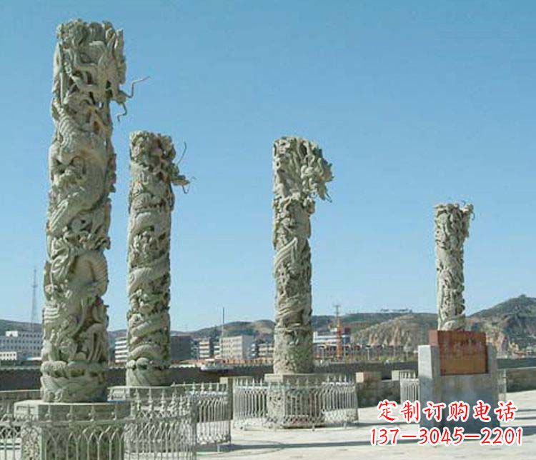 大同中领雕塑的大理石盘龙柱景观石雕