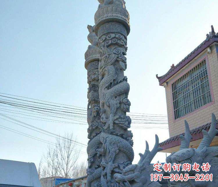 大同精美广场大理石龙柱雕塑
