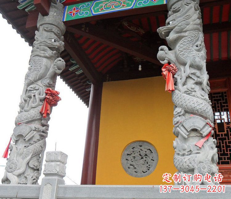 大同广场大理石盘龙柱景观石雕_2