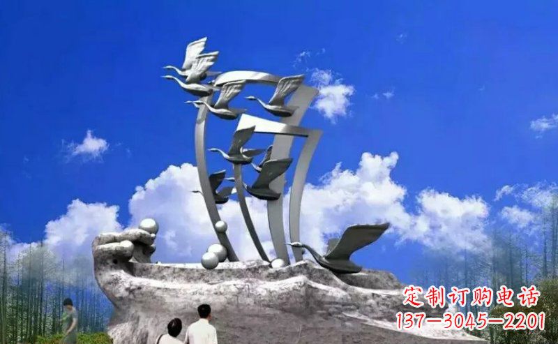 大同广场大雁不锈钢雕塑
