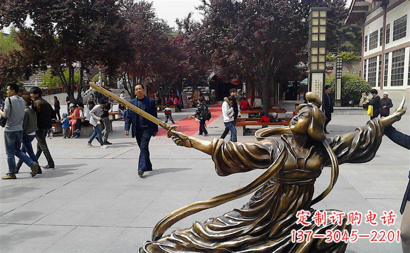 大同中领雕塑：美轮美奂的古代美女舞剑人物铜雕