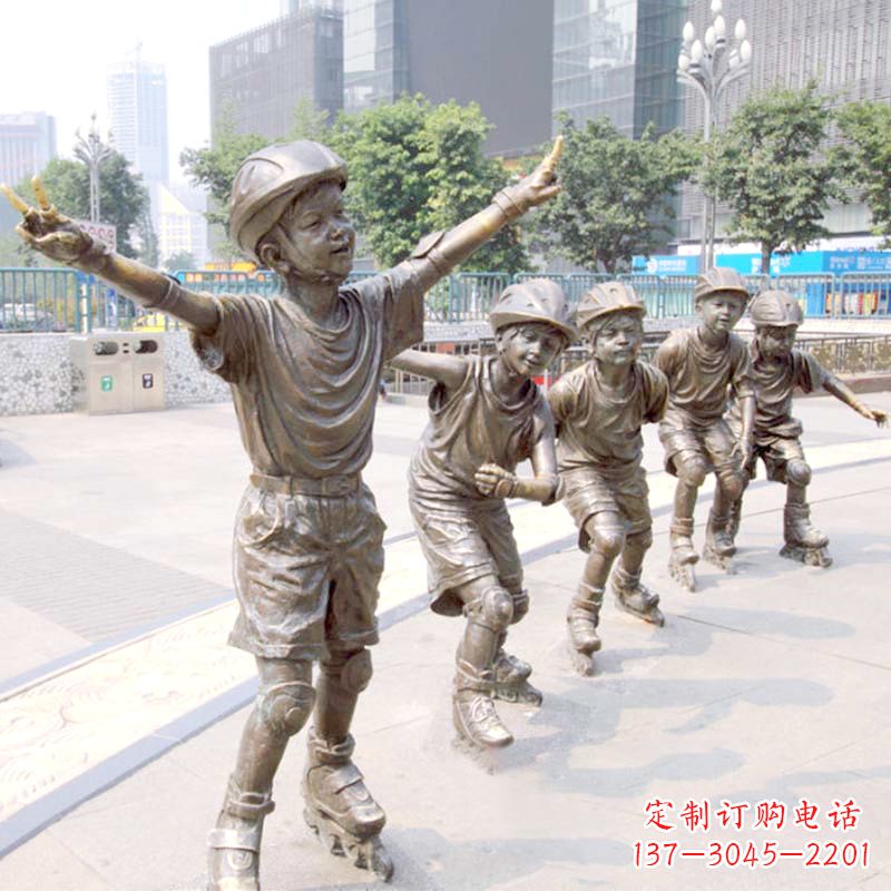 大同精致巧雕的滑旱冰小孩雕塑