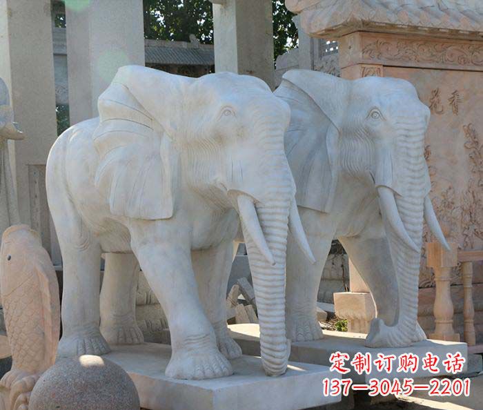 大同广场景观大理石大象石雕 (3)