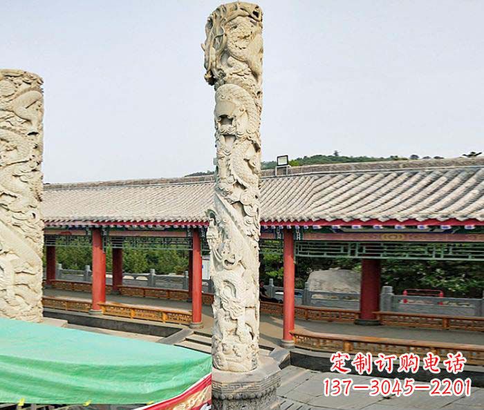 大同雕刻精致的大理石龙柱石雕