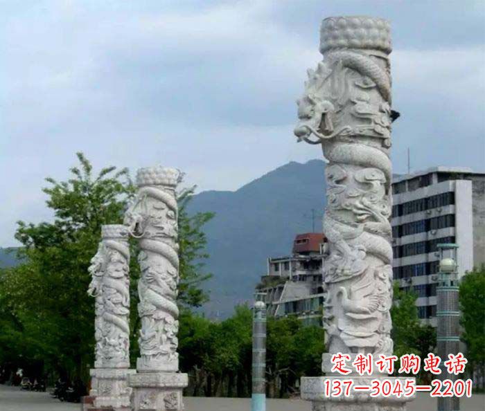 大同精美工艺大理石龙柱雕塑