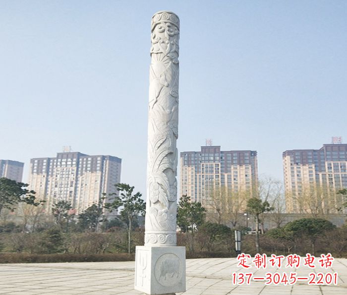 大同真实而细腻的大理石龙柱石雕