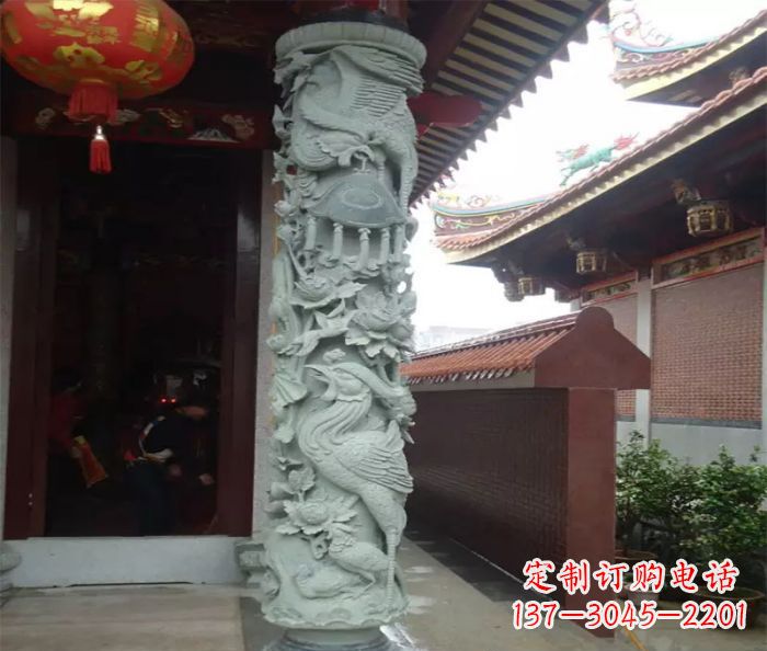 大同大理石龙柱雕塑,为室内景观带来活力